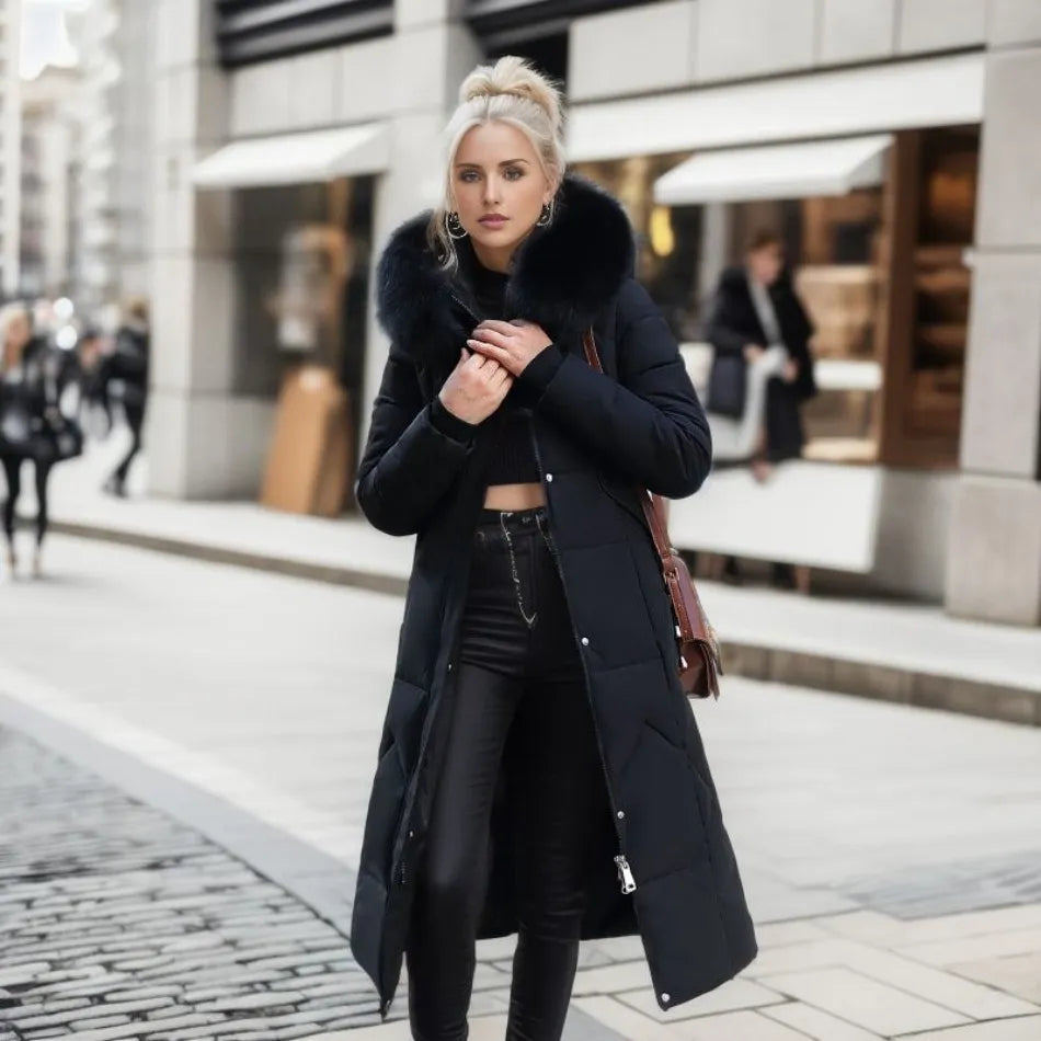 Solis | Long Quilted Coat with Collar