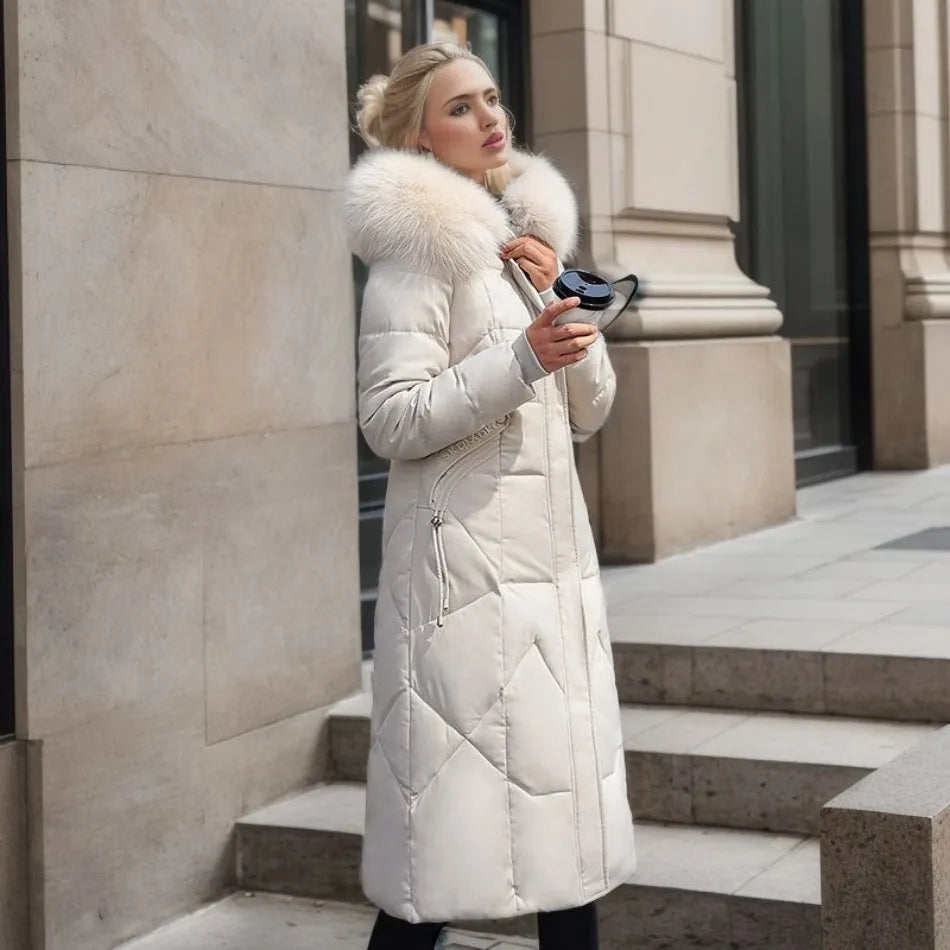 Solis | Long Quilted Coat with Collar