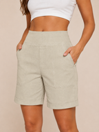 Astra Bermuda Shorts Women | High Waist, Straight Leg, Pockets