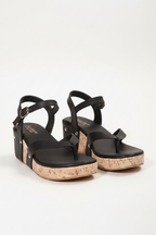 Bella Wedge Sandals | Faux Leather, Comfortable Black Wedge Shoes
