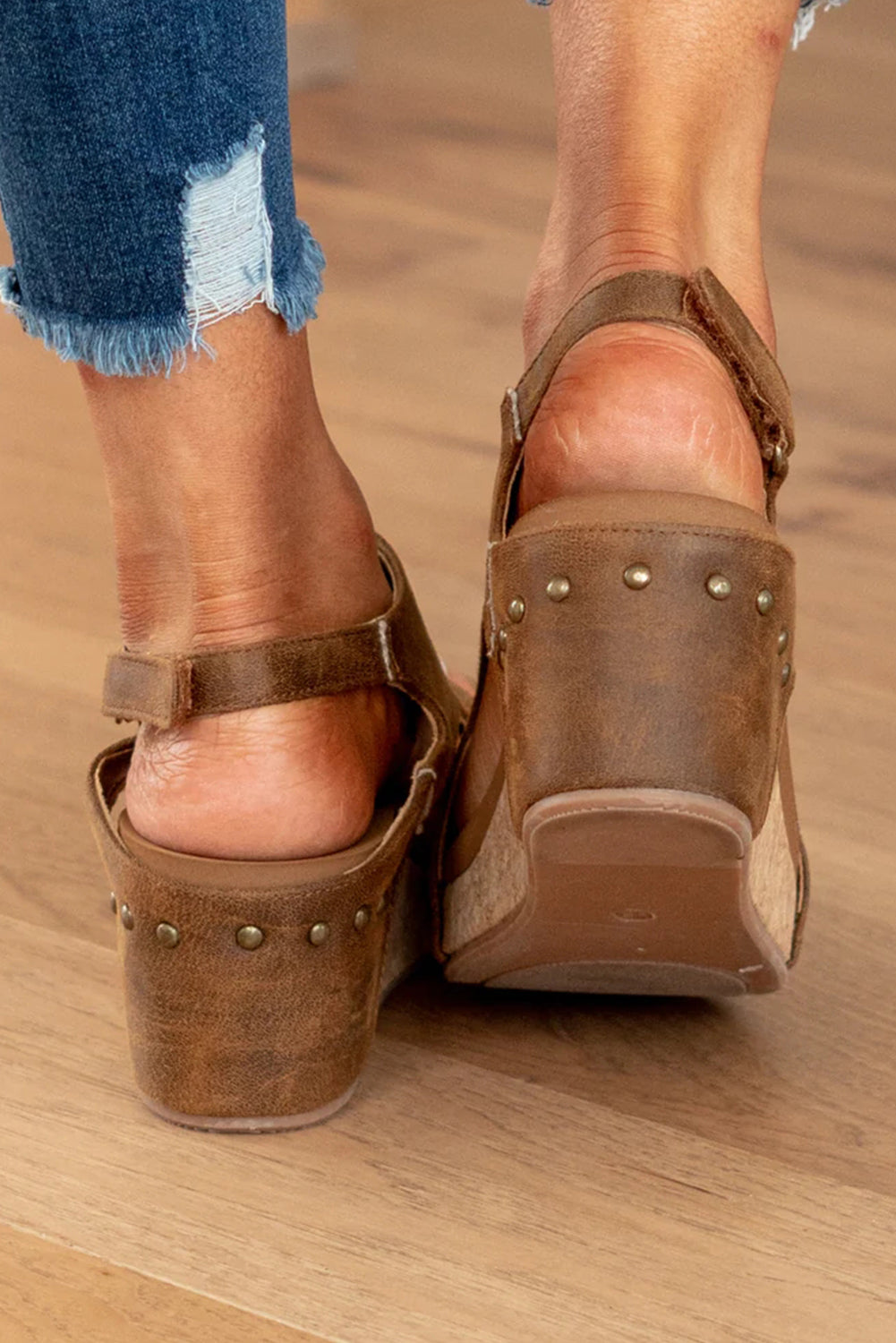 Bramble Wedge Sandals | Vintage Leather, Studded Wedge Heels for Women