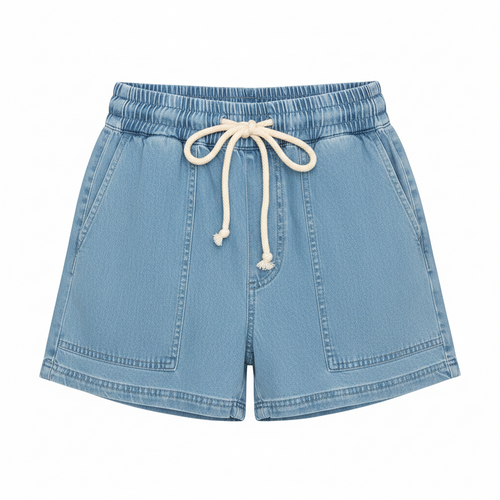 Breezy Denim Shorts | Adjustable Drawstring, Acid Wash for Women