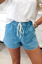 Breezy Denim Shorts | Adjustable Drawstring, Acid Wash for Women