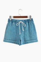 Breezy Denim Shorts | Adjustable Drawstring, Acid Wash for Women