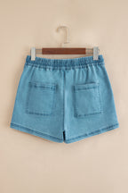 Breezy Denim Shorts | Adjustable Drawstring, Acid Wash for Women