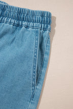 Breezy Denim Shorts | Adjustable Drawstring, Acid Wash for Women