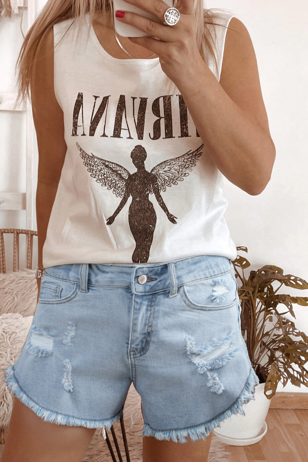 Breezy Ladies Denim Shorts | High Rise, Distressed Design