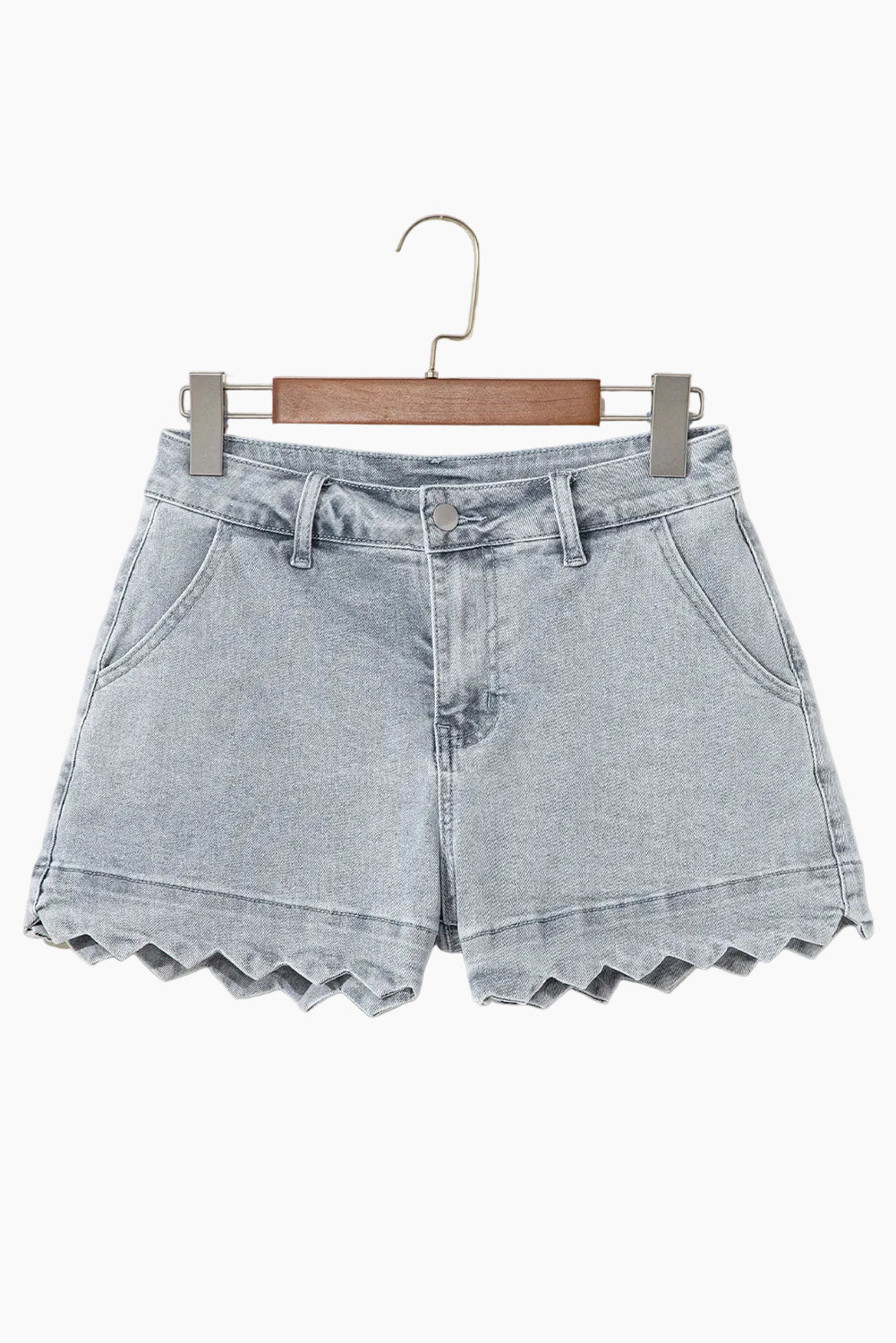 Dusk Ladies Denim Shorts | High Waist, Scalloped Hem