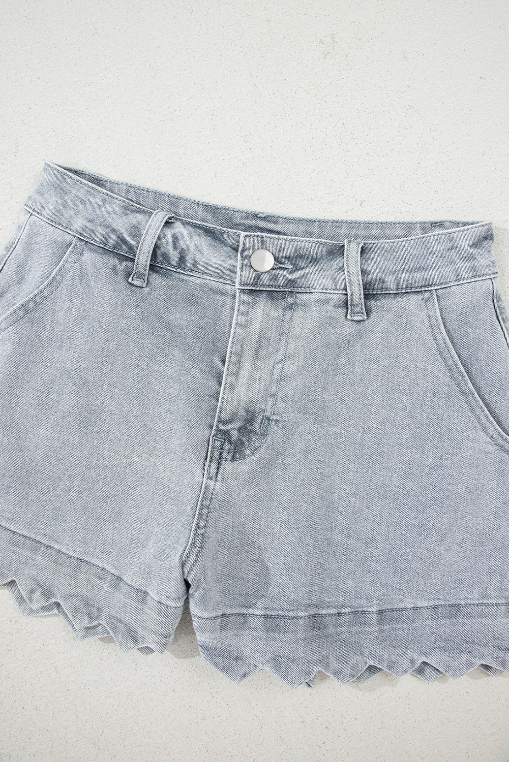 Dusk Ladies Denim Shorts | High Waist, Scalloped Hem