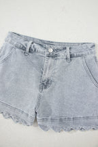 Dusk Ladies Denim Shorts | High Waist, Scalloped Hem