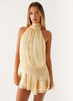 Haven Ruched Mini Dress | Halter Neck, Open Back