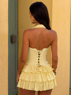Liora Women's Dress | Structured Bodice, Soft Yellow Summer Cocktail Dress