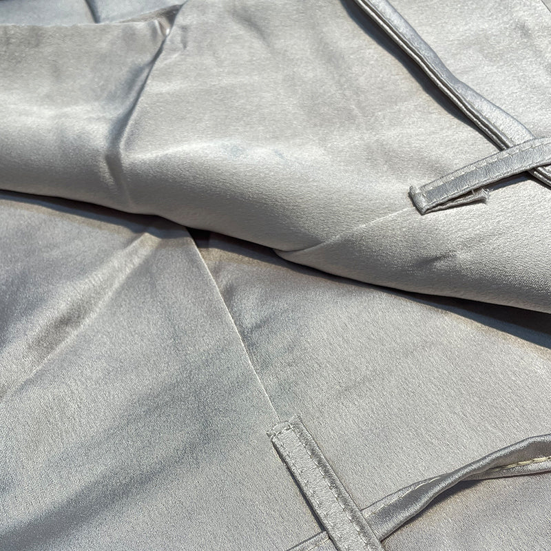 Metallic-look satin trousers with seam detail and belt loop, front panel and hem