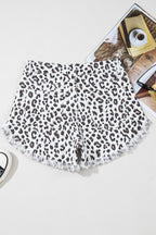 Luna Leopard Denim Shorts | High-Waisted, Frayed Hem for Women