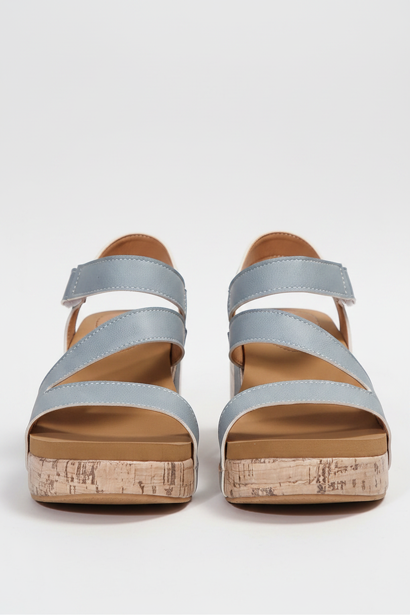 Luna Wedge Sandals | Genuine Leather, Velcro Closure, Stylish Hollow-Out Design