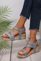Luna Wedge Sandals | Genuine Leather, Velcro Closure, Stylish Hollow-Out Design