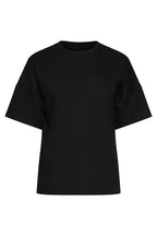 Black oversized crew-neck T-shirt, short sleeves