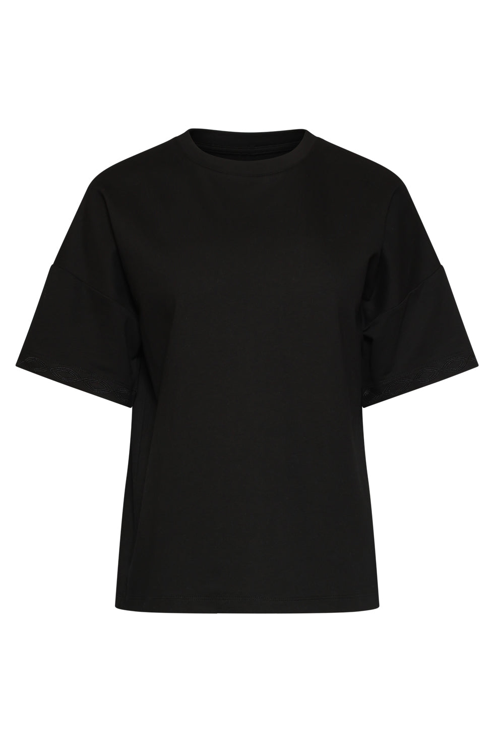 Black oversized crew-neck T-shirt, short sleeves
