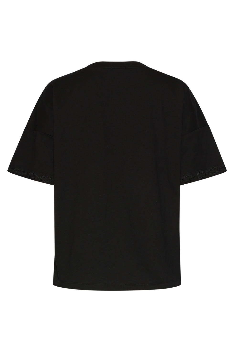 Black oversized T-shirt flat lay, back view