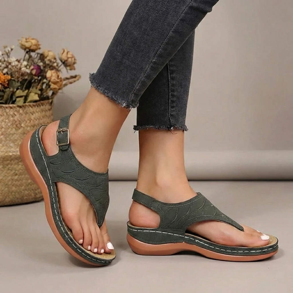 Women's Contoured Comfort Thong Sandals - Comfortable & Stylish Brown