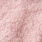 Close-up of the pink jacket's soft, curly fleece texture