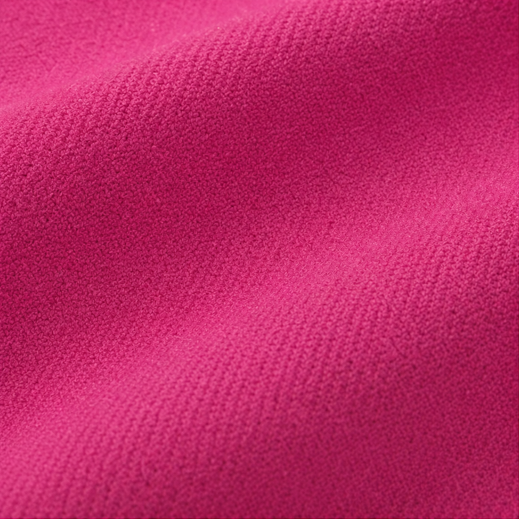 Wearbella coat fabric close-up showing its textured fuchsia wool-look weave