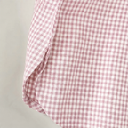 Pink and white gingham shirt hem and sleeve cuff detail