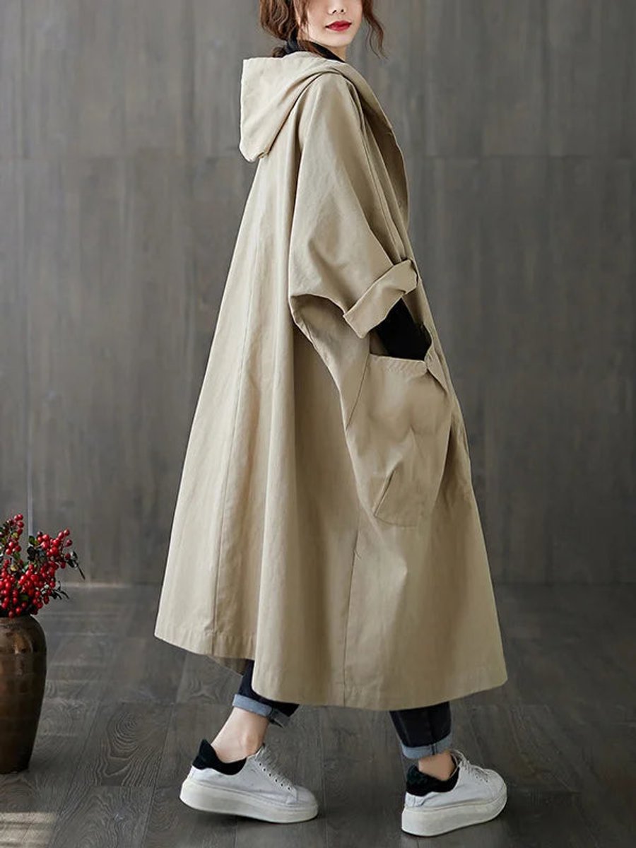 Flōre | Long Hooded Trench Coat in Oversized Fit