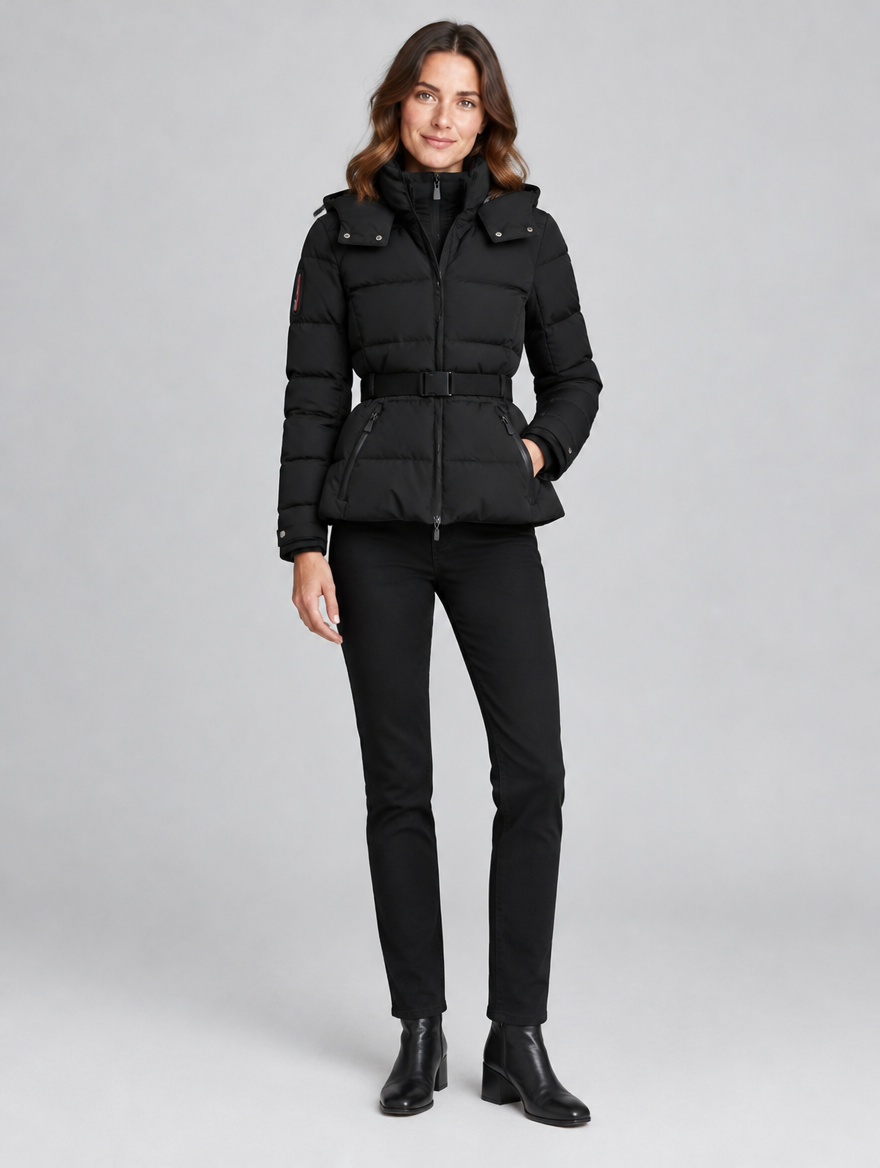 Women's Amore belted puffer jacket – front view