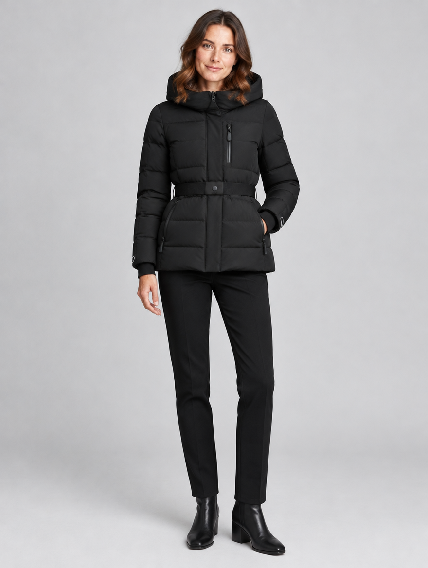 Women's Amore belted puffer jacket – front view