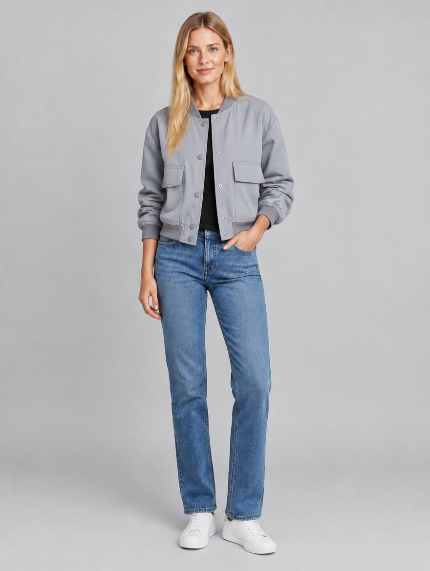Women's Pamelo button-up bomber jacket – front view