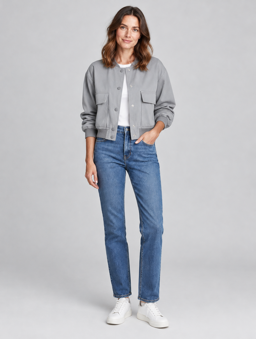 Women's Pamelo button-up bomber jacket – front view