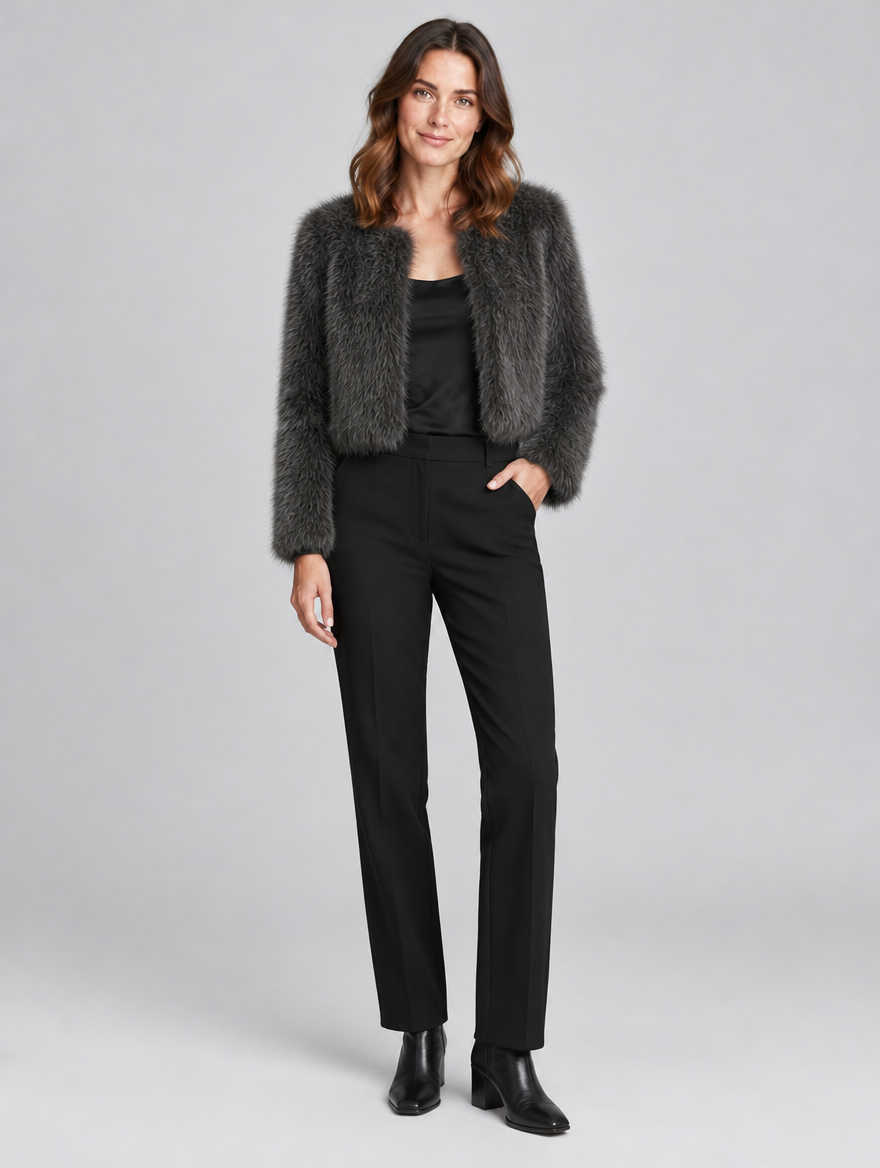 Women's Eden cropped faux fur jacket – front view