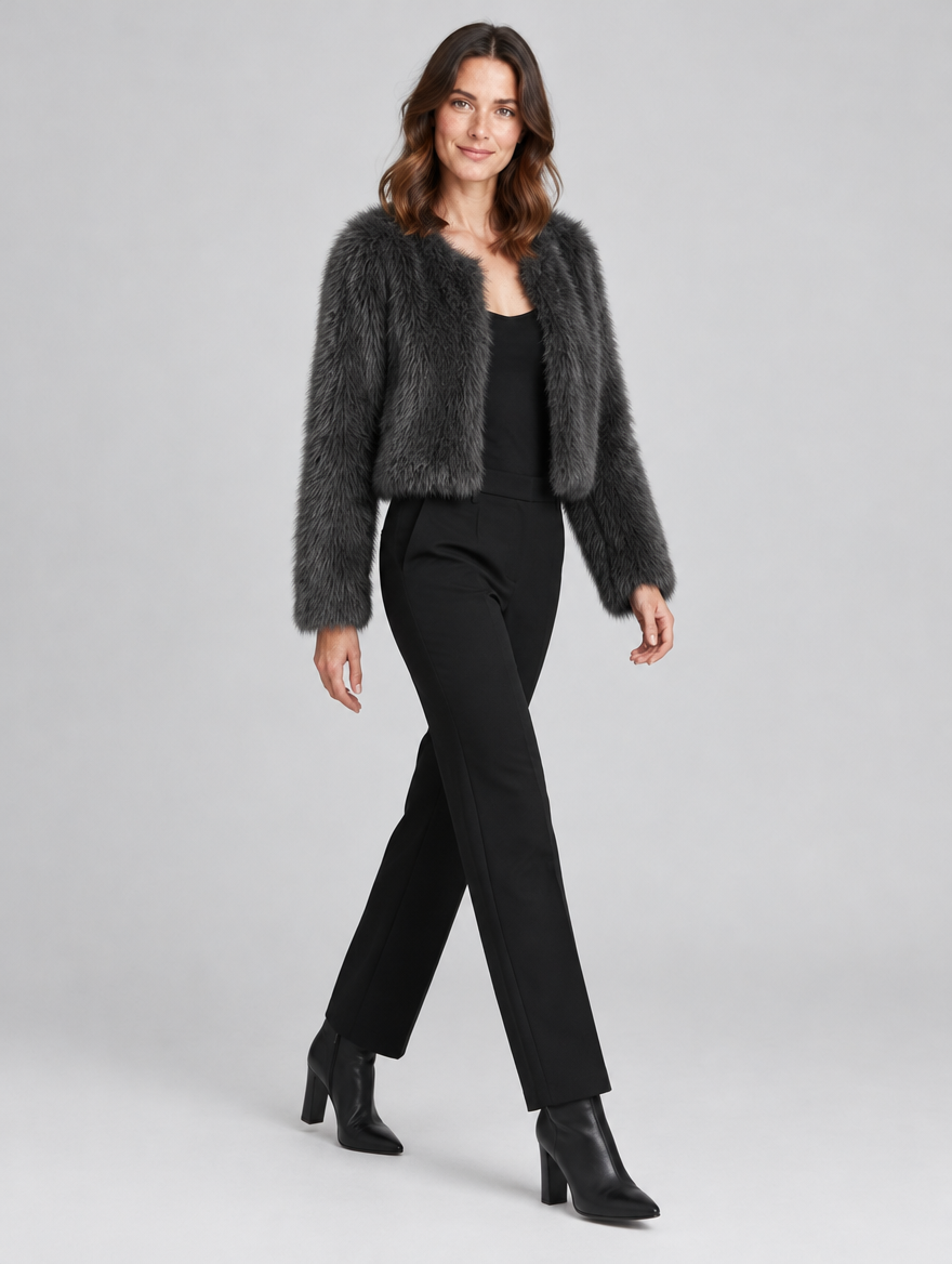 Women's Eden cropped faux fur jacket – side view