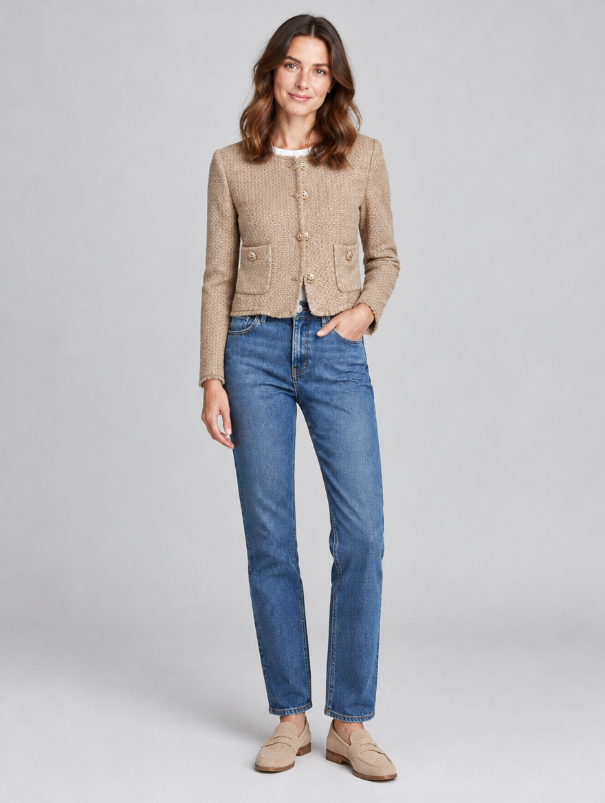 Women's Inspire cropped tweed jacket – front view