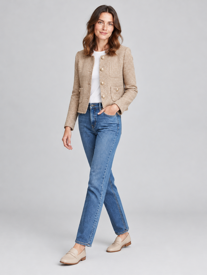 Women's Inspire cropped tweed jacket – side view