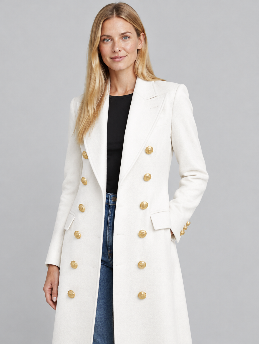Women's Wearbella double-breasted long wool-look coat – close-up