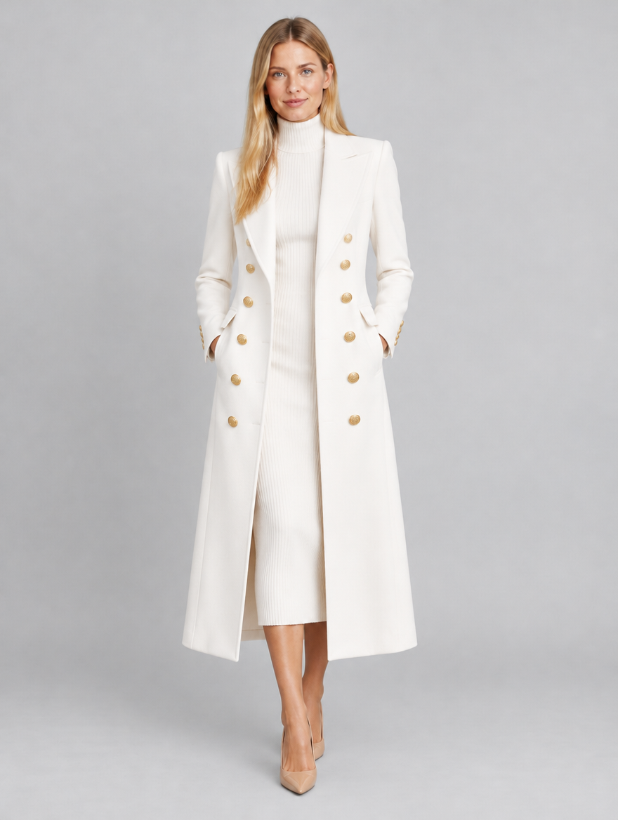 Women's Wearbella double-breasted long wool-look coat – front view
