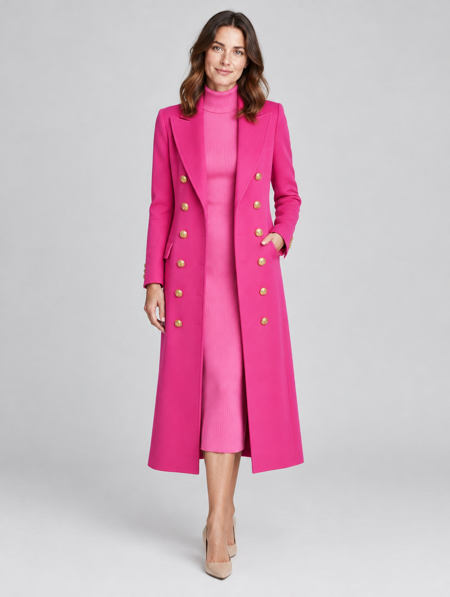 Women's Wearbella double-breasted long wool-look coat – front view
