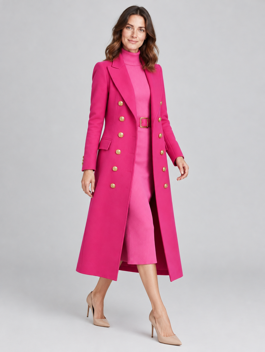 Women's Wearbella double-breasted long wool-look coat – side view