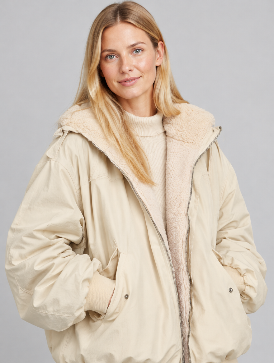 Women's Amore double-layer winter coat – close-up