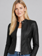 Women's Dore faux leather zip-up jacket – close-up