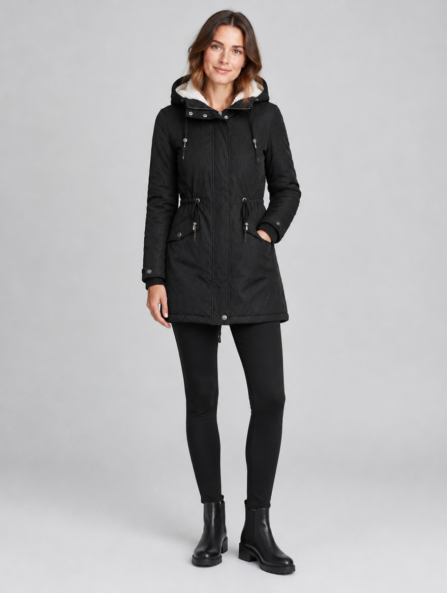 Women's Warmbella fleece-lined hooded padded parka – front view