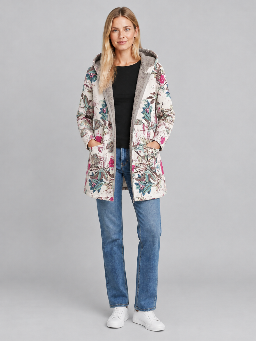 Women's Amore floral print hooded jacket – front view