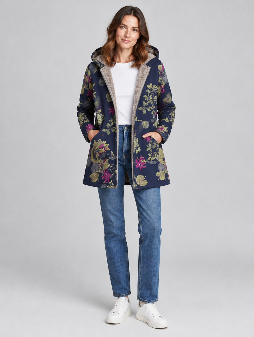 Women's Amore floral print hooded jacket – front view