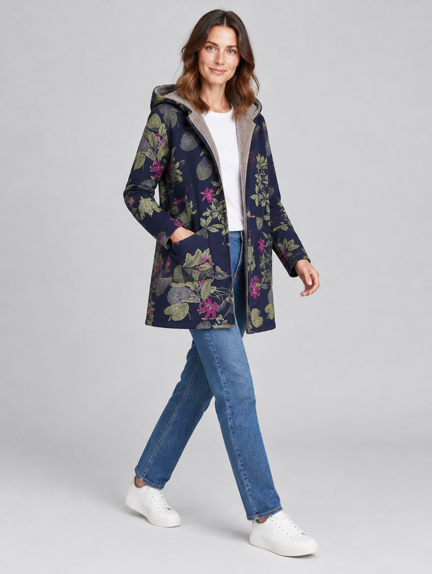 Women's Amore floral print hooded jacket – side view