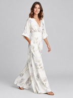 Women's Solene floral V-neck wide-leg jumpsuit – side view