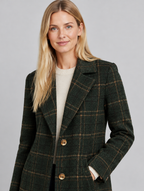 Women's Roque green check coat – close-up