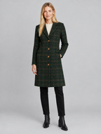 Women's Roque green check coat – front view