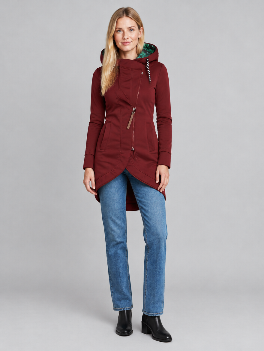 Women's Bersh hooded jacket with asymmetric zip – front view